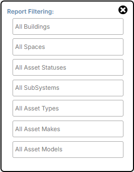Technology Asset Dashboard filter.